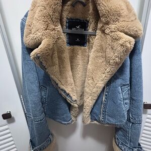 Hollister Women's Denim Jacket with Faux Fur